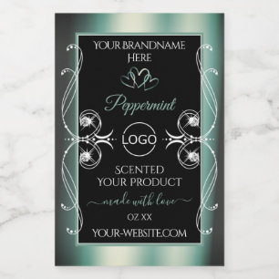 Eye Catching Black Mint Teal Product Labels Logo