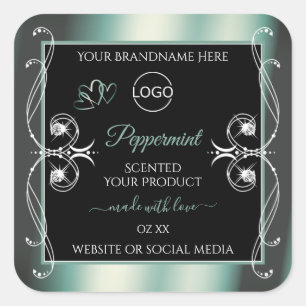 Eye Catching Black Mint Teal Product Labels Logo