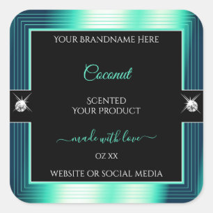 Eye Catching Black Teal Brilliants Product Label
