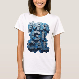 Eye-Catching Blue WATER Artistic Motif T-Shirt