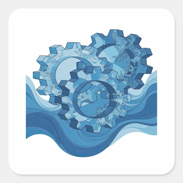 Eye-Catching Blue WATER POWERED GEAR Label Design (Front)
