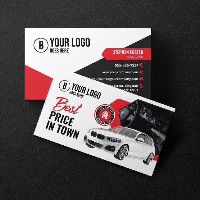 Eye-Catching Car Dealership Car Rental Car Hire  Business Card (Creator Uploaded)