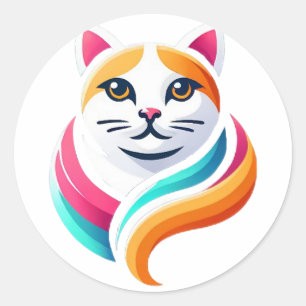 Eye catching cat graphic design with smooth colour classic round sticker