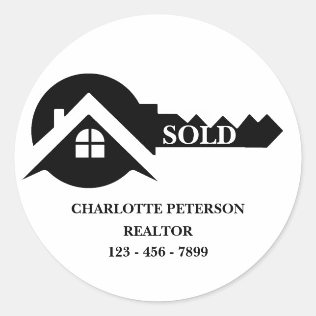 Eye-Catching Custom Real Estate Sold Classic Round Sticker (Front)