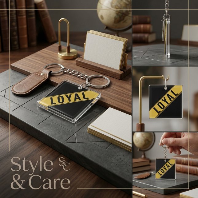 Eye-catching Customisable LOYAL Text Statement Key Ring (Eye-catching Customizable LOYAL Text Statement Keychain)
