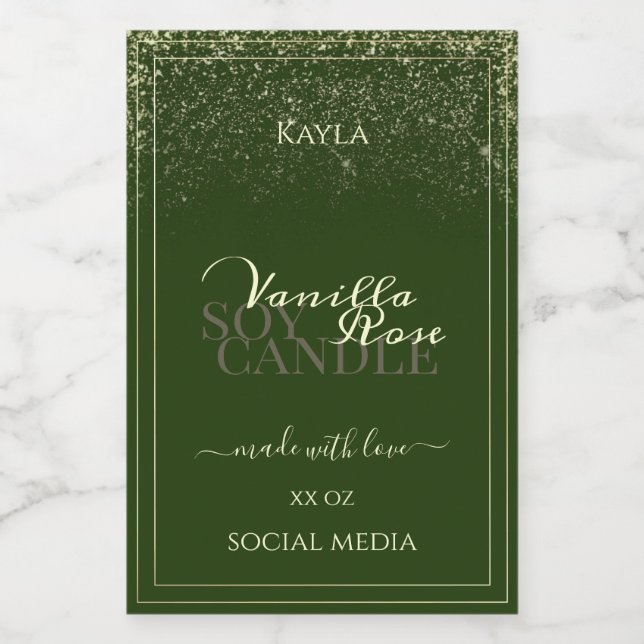 Eye Catching Dark Green Product Labels Gold Frame (Single Label)