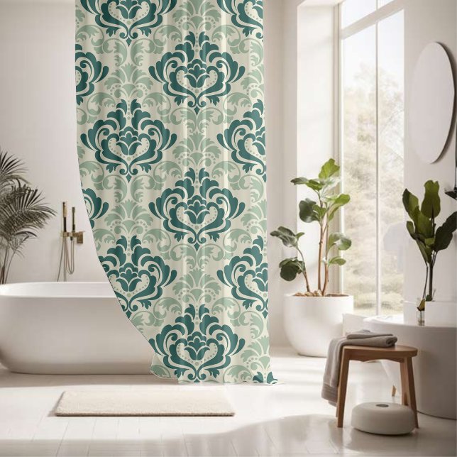 Eye-catching decorative Green Harmony Damask Shower Curtain (Creator Uploaded)