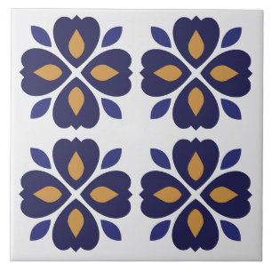 Eye catching floral Azulejos Portuguese navy blue  Ceramic Tile