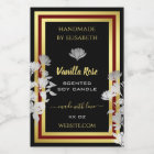 Eye Catching Floral Product Labels Black and Gold