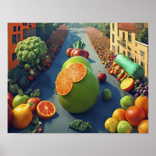 Eye-Catching Giant Fruits and Vegetables Parade  Poster