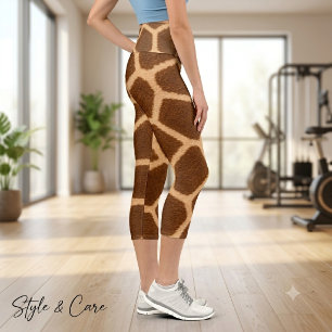 Eye Catching Giraffe Pattern Gentle Stylish Capri Leggings