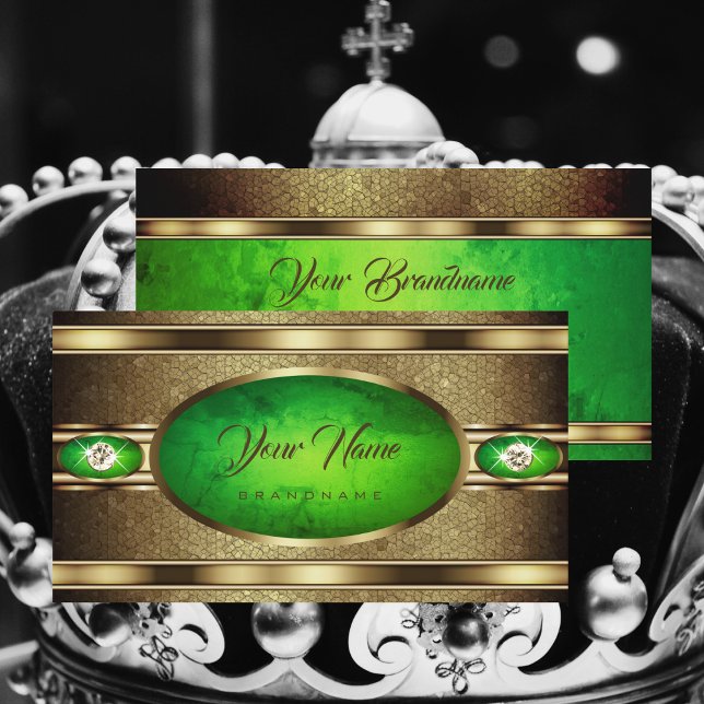 Eye Catching Gold and Green Colours Faux Diamonds Business Card (Creator Uploaded)