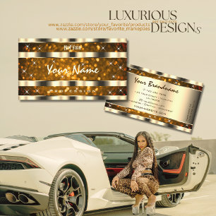 Eye Catching Gold and Orange Glitter Sparkle Stars Business Card