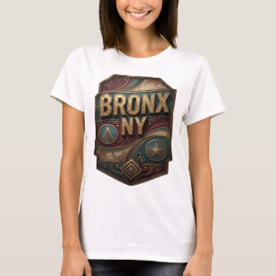 Eye-Catching Gold BRONX NY Slogan Tee