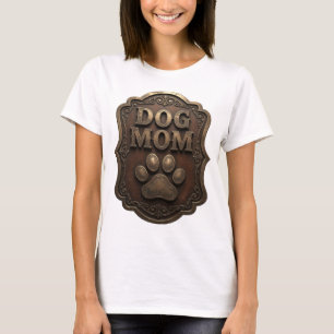 Eye-Catching Gold DOG MOM Graphic Design T-Shirt