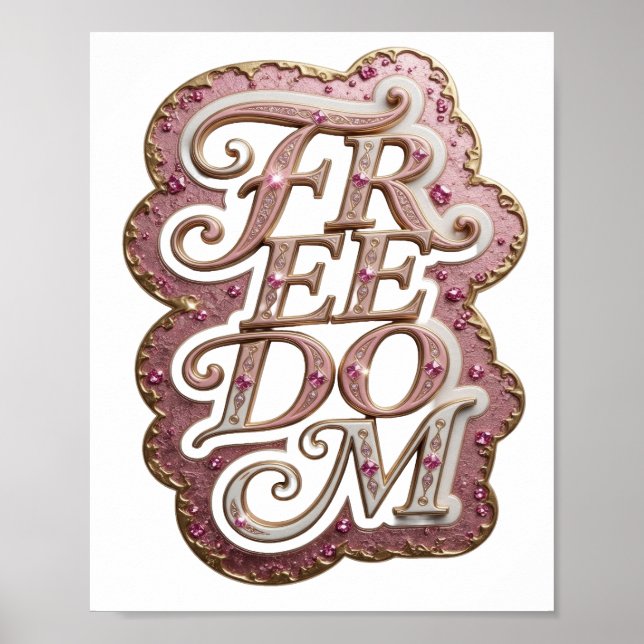 Eye-Catching Gold FREEDOM Graphic Design Poster (Front)