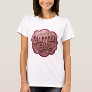 Eye-Catching Gold GLITTER GIRL Design T-Shirt