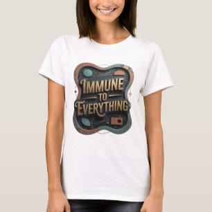 Eye-Catching Gold IMMUNE TO EVERYTHING 3D Text Art T-Shirt