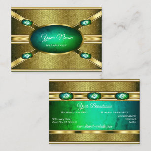 Eye Catching Gold Marbled Teal with Shiny Diamonds Business Card