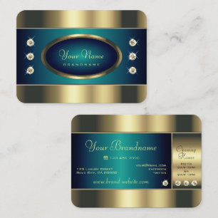 Eye Catching Gold Teal with Sparkling Rhinestones Business Card