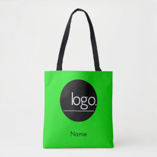 EYE-CATCHING GREEN ADD OWN LOGO BUSINESS BRAND  TOTE BAG