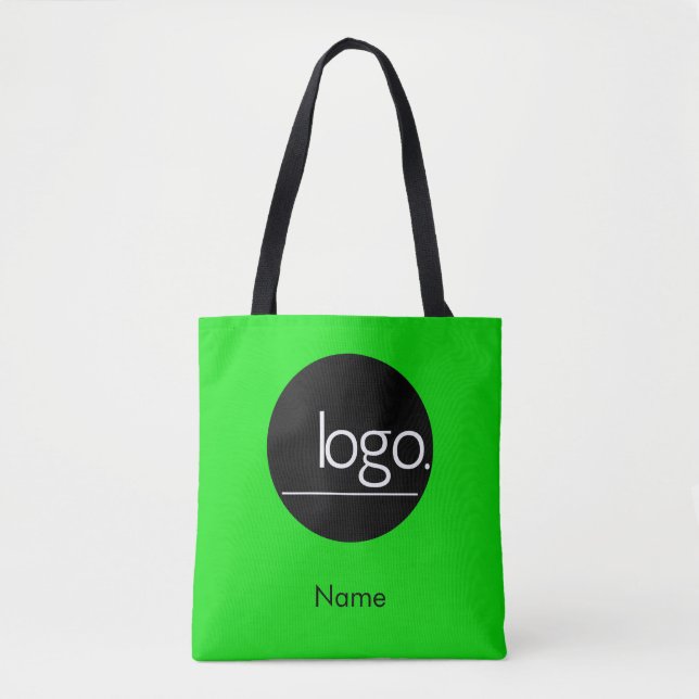 EYE-CATCHING GREEN ADD OWN LOGO BUSINESS BRAND  TOTE BAG (Front)