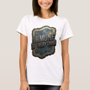 Eye-Catching Grey IMMUNE TO EVERYTHING 3D Text Art T-Shirt