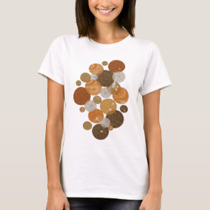 Eye-Catching Grey ORANGE BUBBLES Print T-Shirt