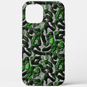 Eye-catching lime green texture carved in grey iPhone 12 pro max case
