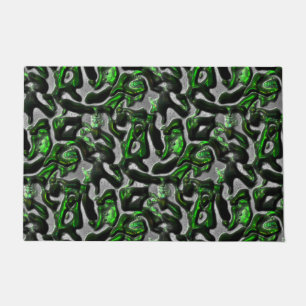 Eye-catching lime green texture carved in grey  doormat