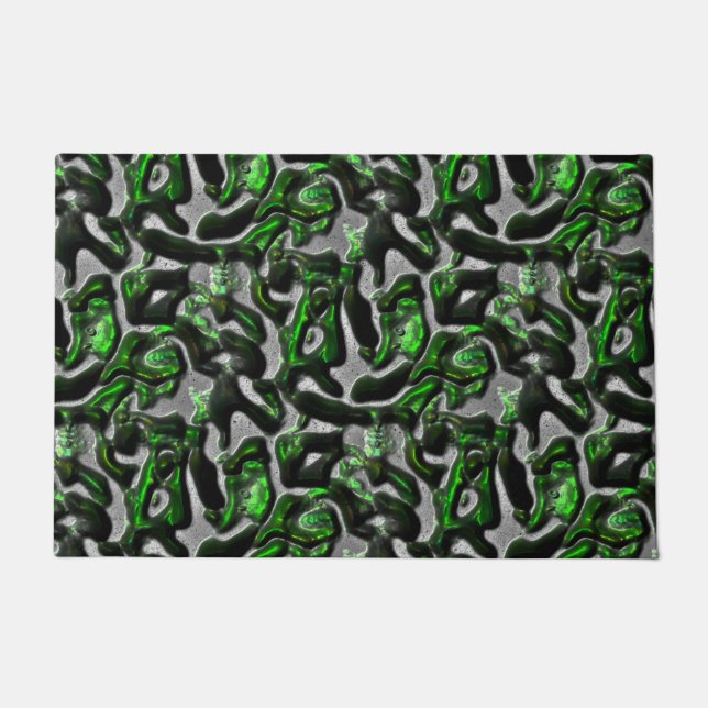 Eye-catching lime green texture carved in grey  doormat (Front)