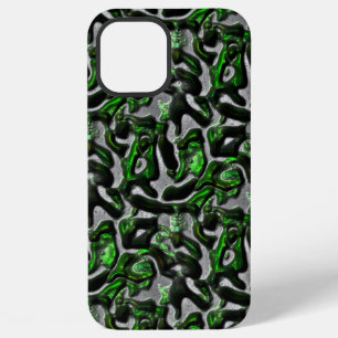 Eye-catching lime green texture carved in grey iPhone 12 pro max case