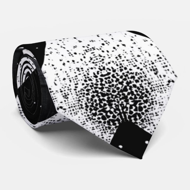 Eye-Catching Monochrome Stipple Abstract Neck Tie (Rolled)