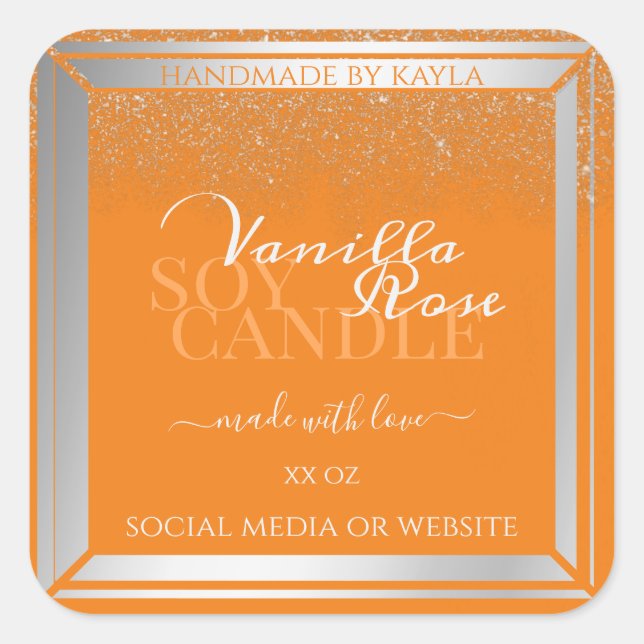 Eye Catching Orange Product Labels Silver Frame (Front)