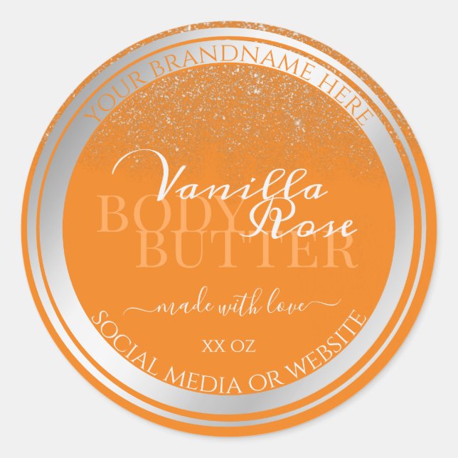 Eye Catching Orange Product Labels Silver Frame (Front)