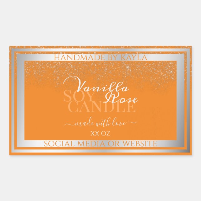 Eye Catching Orange Product Labels Silver Frame (Front)