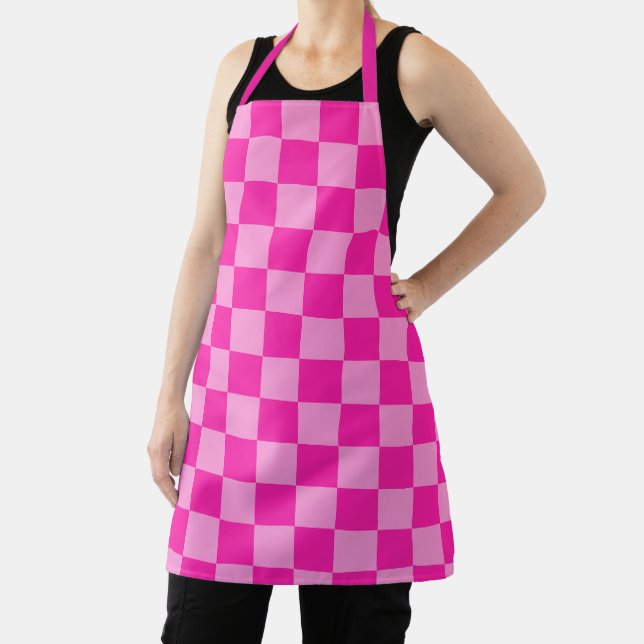 Eye-Catching Pink Chequerboard Apron (Insitu)