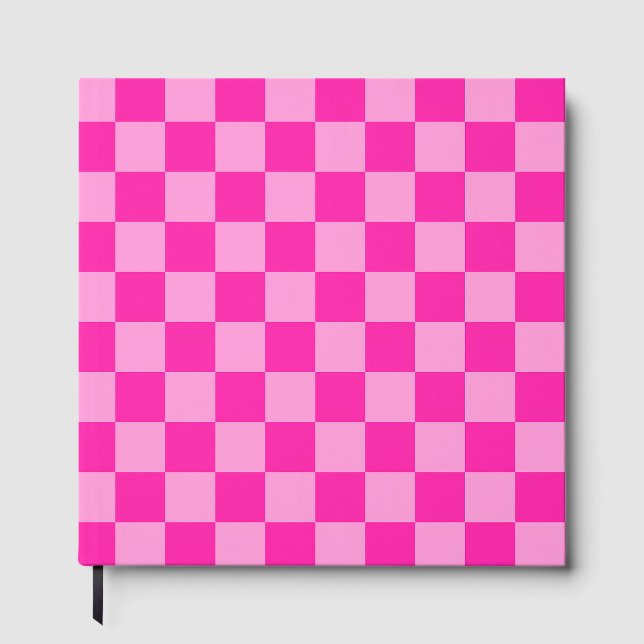 Eye-Catching Pink Chequerboard Guest Book (Front)