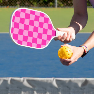 Eye-Catching Pink Chequerboard Pickleball Paddle