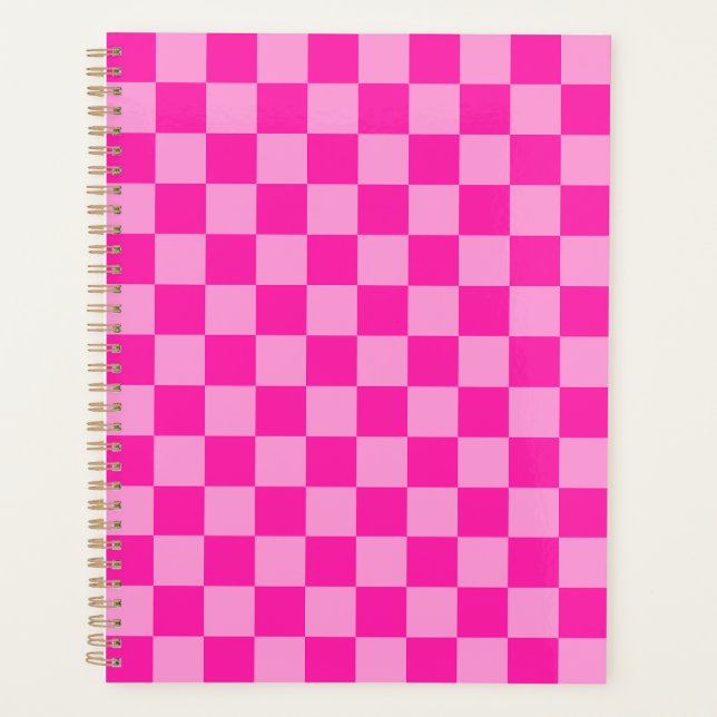 Eye-Catching Pink Chequerboard Planner (Front)