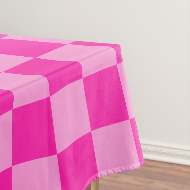 Eye-Catching Pink Chequerboard Tablecloth (In Situ)