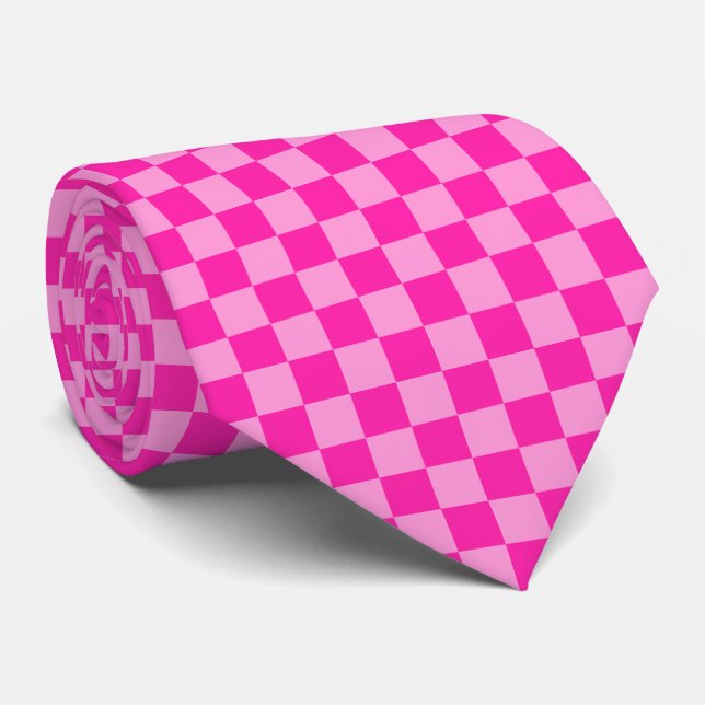 Eye-Catching Pink Chequerboard Tie (Rolled)