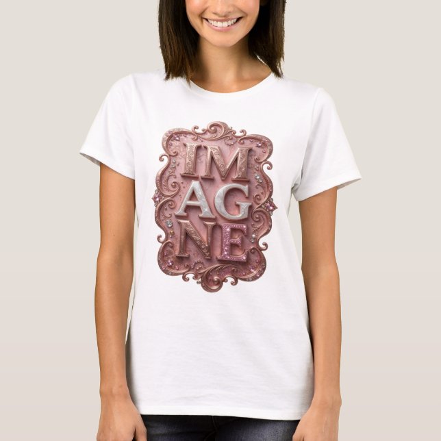 Eye-Catching Pink IMAGINE Graphic Tee (Front)