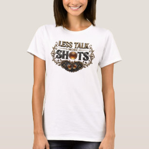 Eye-Catching Pink LESS TALK MORE SHOTS Graphic Tee