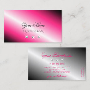 Eye Catching Pink Silver Sparkle Diamonds Stylish Business Card