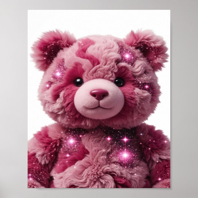 Eye-Catching Pink SPACE BEAR 3D Text Art Poster (Front)