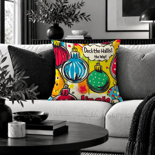 Eye Catching Pop Art Christmas Accent Pillow Art