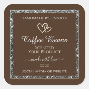 Eye Catching Product Labels Brown Silver Glitter