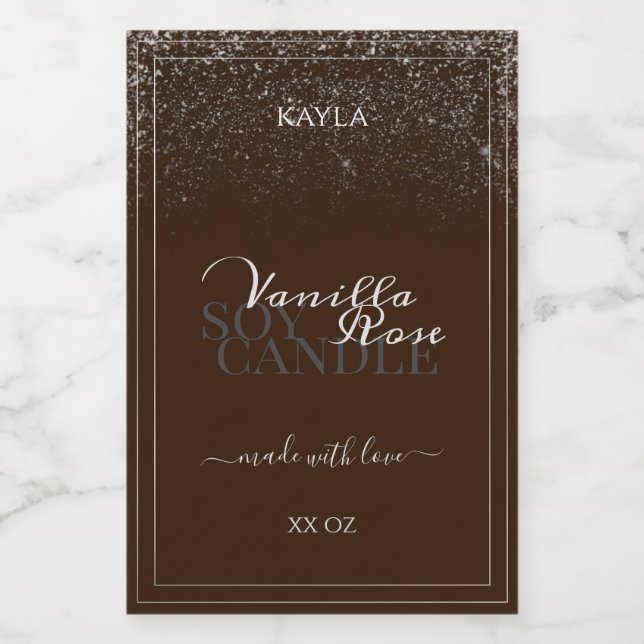 Eye Catching Product Labels Dark Brown and Silver (Single Label)