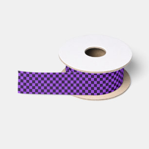 Eye-Catching Purple and Lavender chequerboard Satin Ribbon